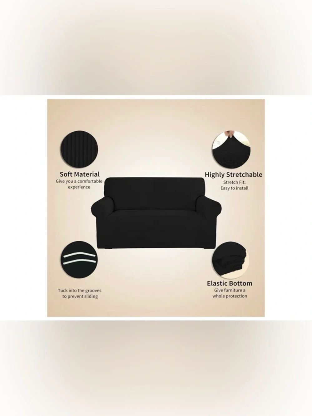 Stretch Sofa Slipcover 1-Piece Sofa Cover Furniture Protector Couch Soft